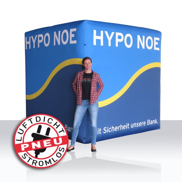 großer luftdichter aufblasbarer Logo-Würfel HYPO NOE